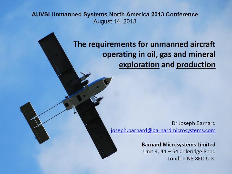 requirements for unmanned aircraft operating in oil, gas and mineral exploration and production